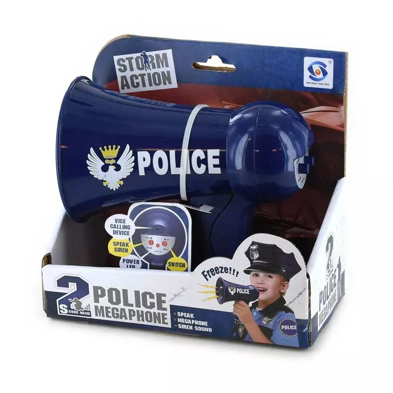Police megaphone for children with sound effects, 16 cm