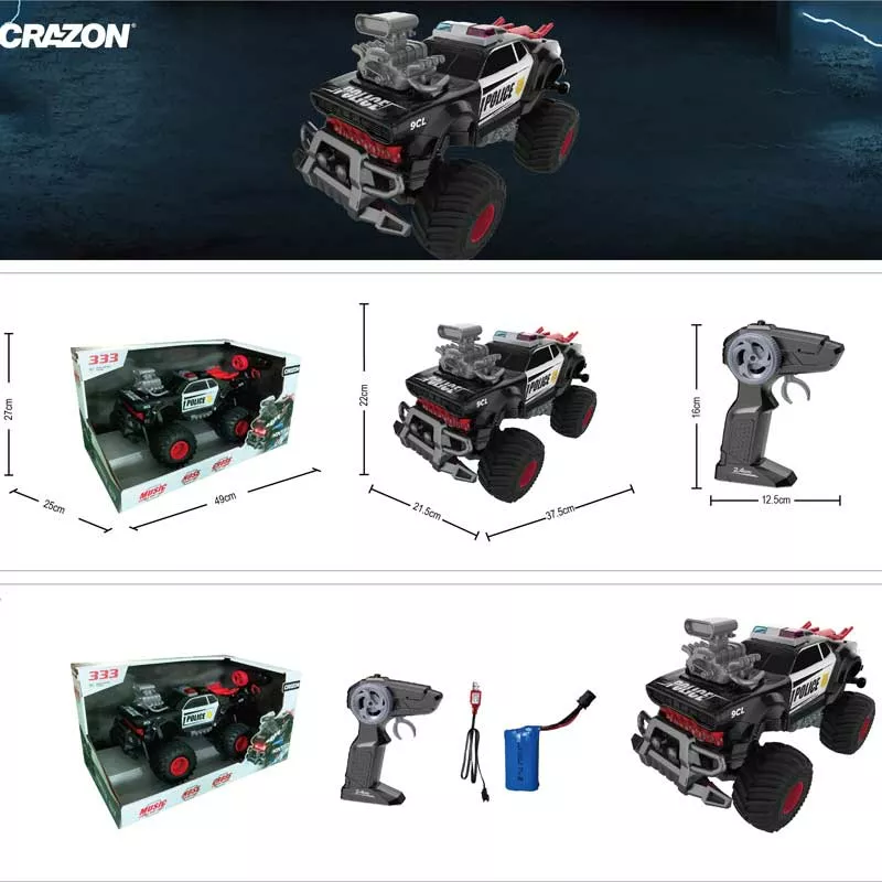 Police off-road jeep with realistic sound effects and RC control 1:14