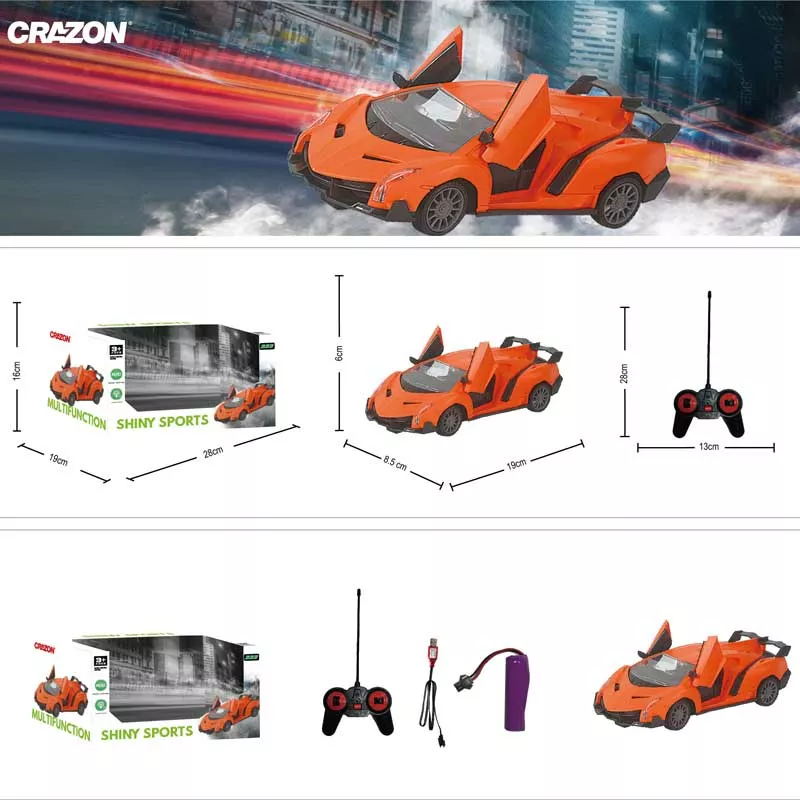 Racing car with lights and RC control 1:24