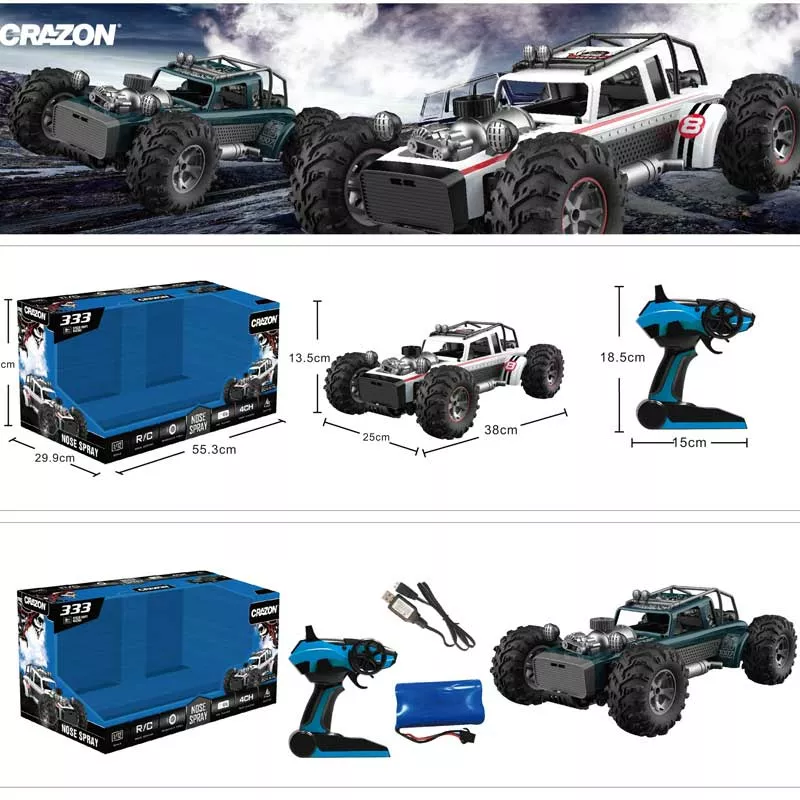 Competitive jeep with smoke effect, RC in blue color