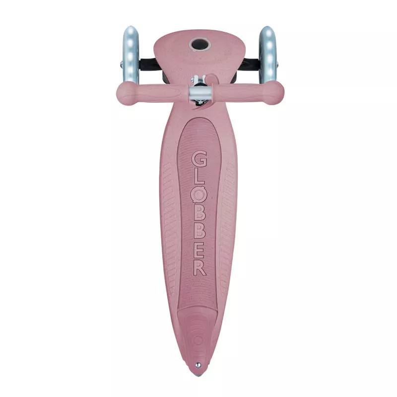 Folding eco scooter with 3 wheels GLOBBER JUNIOR FOLDABLE LIGHTS ECOLOGIC - berry color