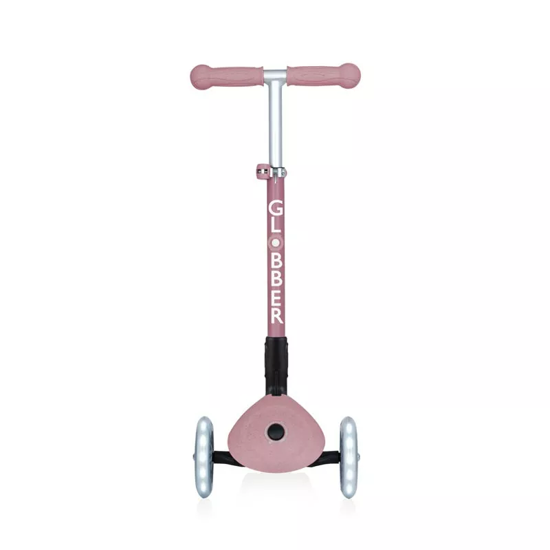 Folding eco scooter with 3 wheels GLOBBER JUNIOR FOLDABLE LIGHTS ECOLOGIC - berry color