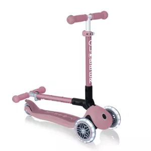 Folding eco scooter with 3 wheels GLOBBER JUNIOR FOLDABLE LIGHTS ECOLOGIC - berry color