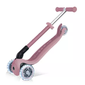 Folding eco scooter with 3 wheels GLOBBER JUNIOR FOLDABLE LIGHTS ECOLOGIC - berry color