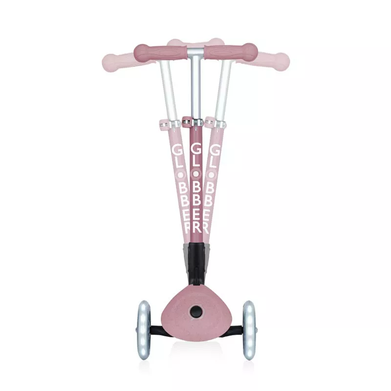 Folding eco scooter with 3 wheels GLOBBER JUNIOR FOLDABLE LIGHTS ECOLOGIC - berry color