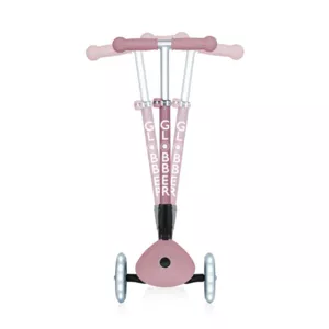 Folding eco scooter with 3 wheels GLOBBER JUNIOR FOLDABLE LIGHTS ECOLOGIC - berry color