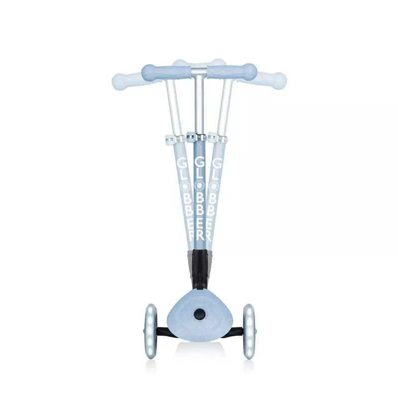 Folding eco scooter with 3 wheels GLOBBER JUNIOR FOLDABLE LIGHTS ECOLOGIC - blueberry color