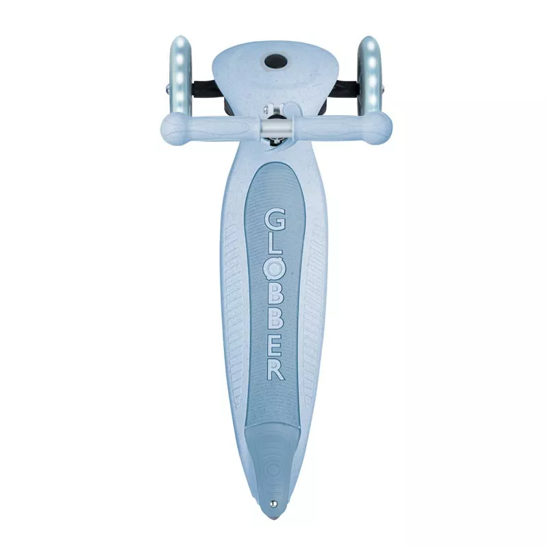 Folding eco scooter with 3 wheels GLOBBER JUNIOR FOLDABLE LIGHTS ECOLOGIC - blueberry color