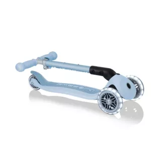 Folding eco scooter with 3 wheels GLOBBER JUNIOR FOLDABLE LIGHTS ECOLOGIC - blueberry color