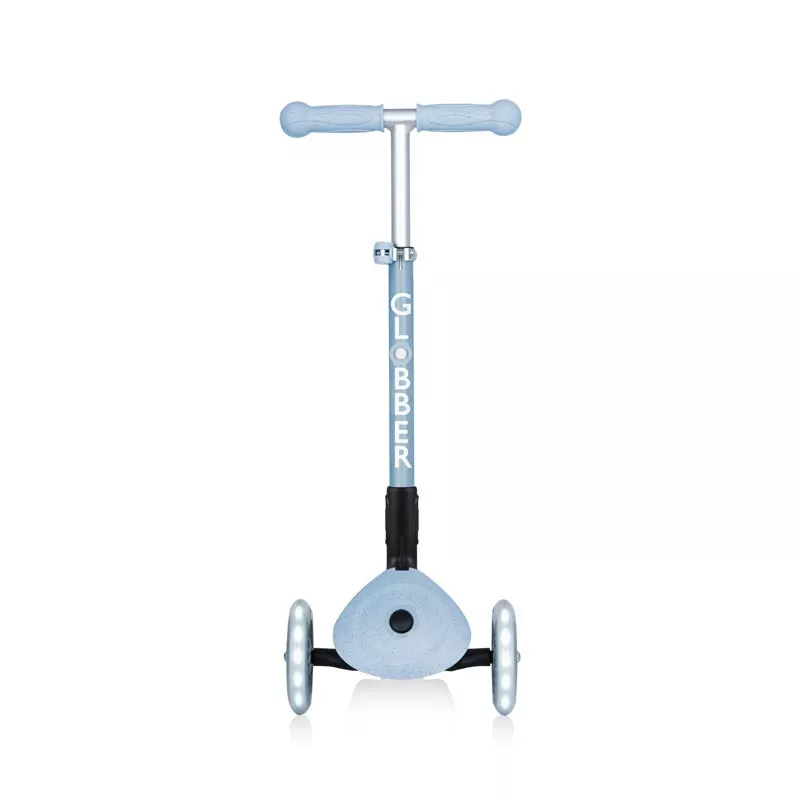 Folding eco scooter with 3 wheels GLOBBER JUNIOR FOLDABLE LIGHTS ECOLOGIC - blueberry color