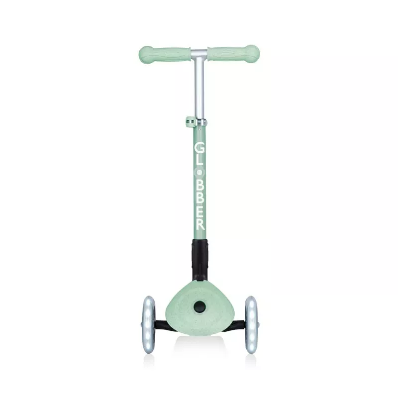 Folding eco scooter with 3 wheels GLOBBER JUNIOR FOLDABLE LIGHTS ECOLOGIC - pistachio color