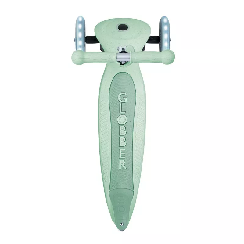 Folding eco scooter with 3 wheels GLOBBER JUNIOR FOLDABLE LIGHTS ECOLOGIC - pistachio color
