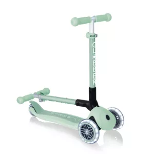 Folding eco scooter with 3 wheels GLOBBER JUNIOR FOLDABLE LIGHTS ECOLOGIC - pistachio color