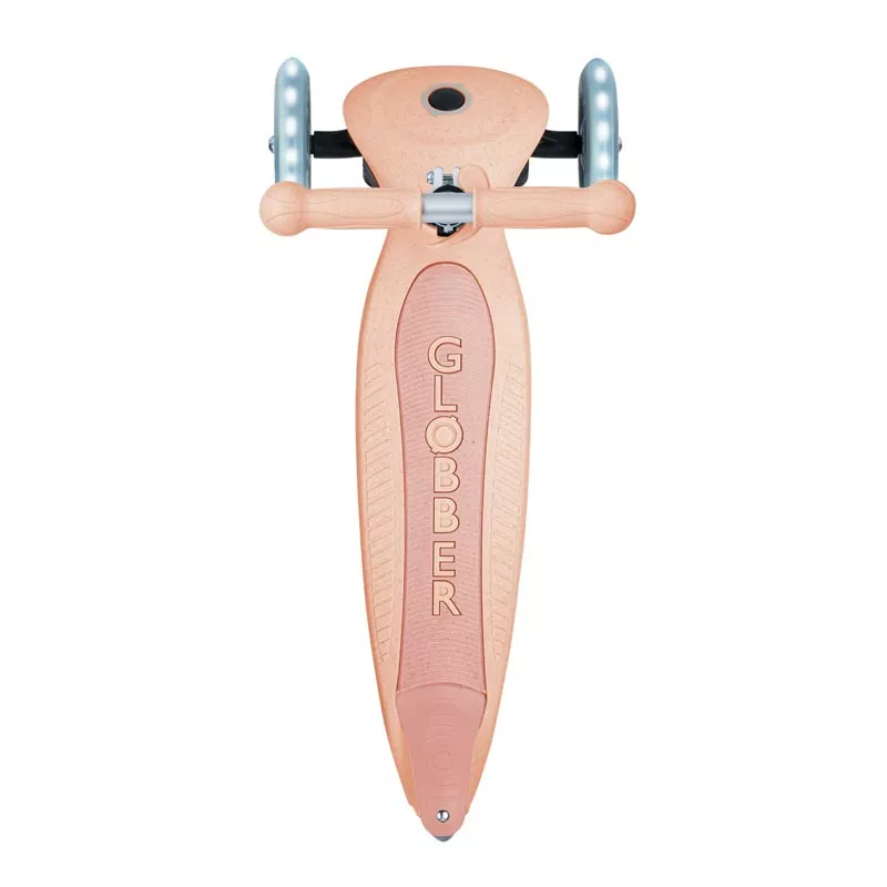 Foldable eco scooter with 3 wheels GLOBBER JUNIOR FOLDABLE LIGHTS ECOLOGIC - peach color