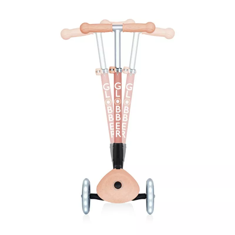 Foldable eco scooter with 3 wheels GLOBBER JUNIOR FOLDABLE LIGHTS ECOLOGIC - peach color