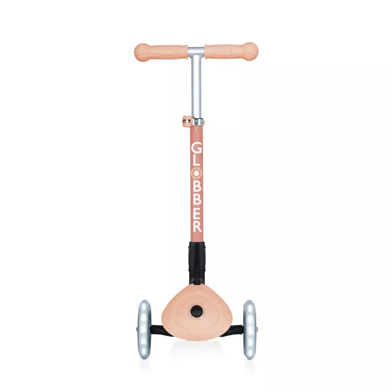 Foldable eco scooter with 3 wheels GLOBBER JUNIOR FOLDABLE LIGHTS ECOLOGIC - peach color