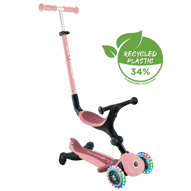Folding scooter 5 in 1 GLOBBER GO UP ACTIVE LIGHTS 360° - pastel pink