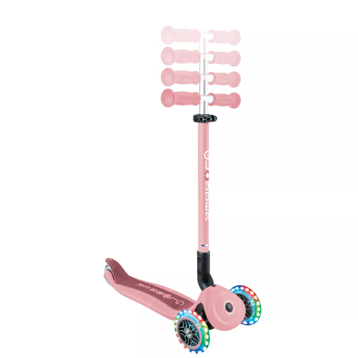 Folding scooter 5 in 1 GLOBBER GO UP ACTIVE LIGHTS 360° - pastel pink