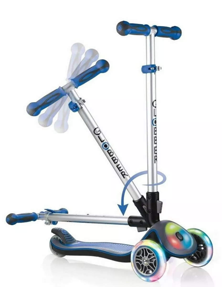 Foldable scooter Elite Light with light-up wheels and platform - Blue