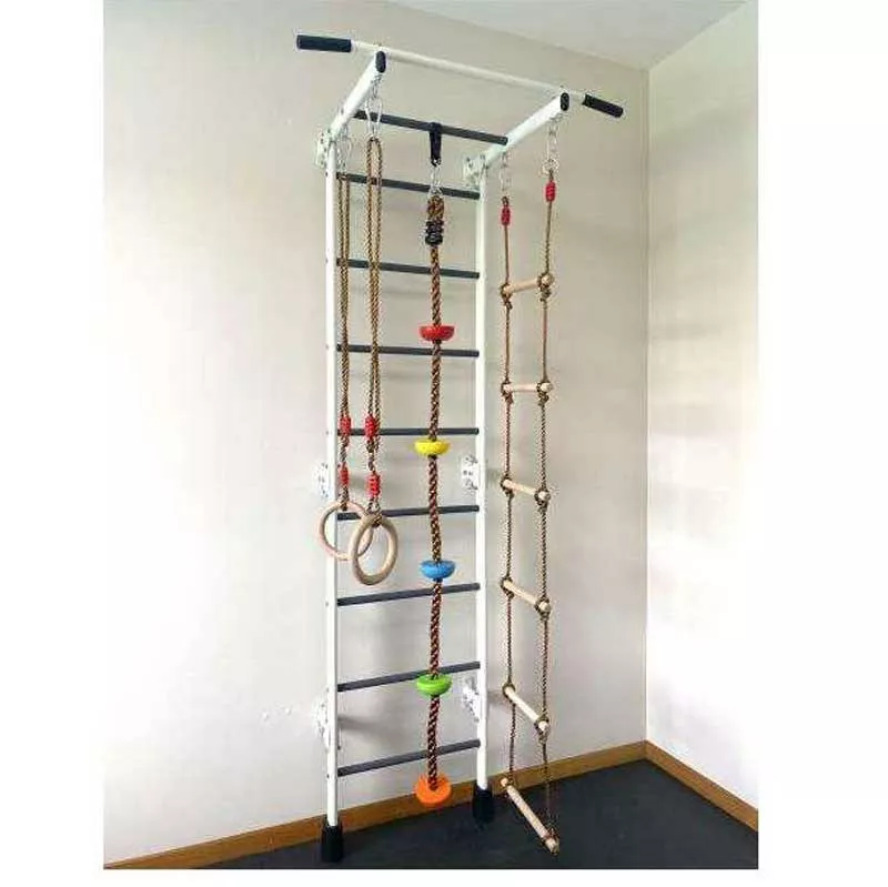 Swedish wall for children's gymnastics, metal, with accessories, white