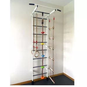 Swedish wall for children's gymnastics, metal, with accessories, white