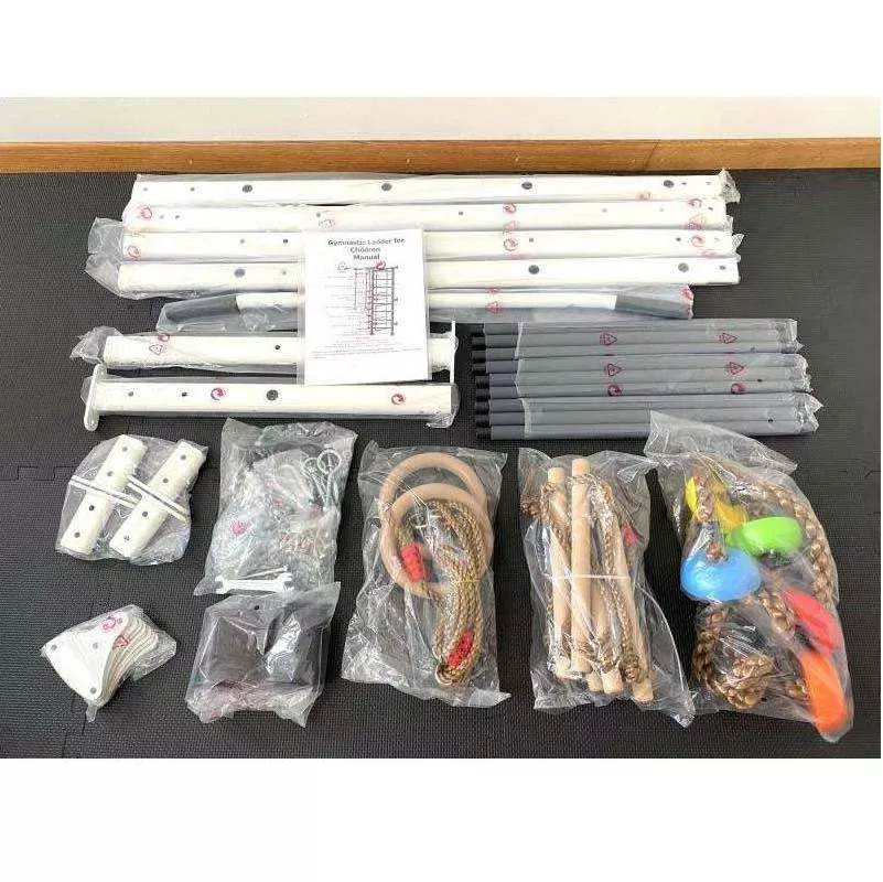 Swedish wall for children's gymnastics, metal, with accessories, white