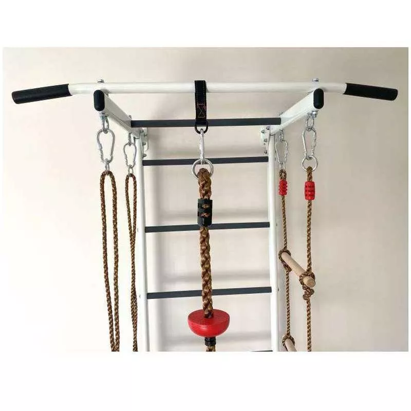 Swedish wall for children's gymnastics, metal, with accessories, white