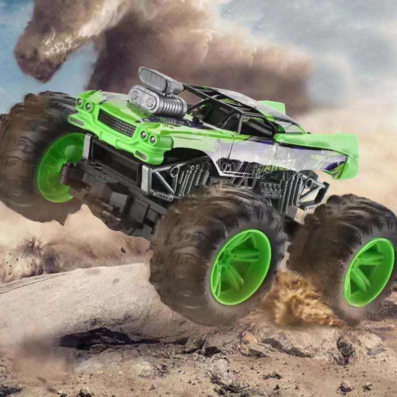 Speedy 4x4 buggy for off-road with remote control in green color, 1:12 scale