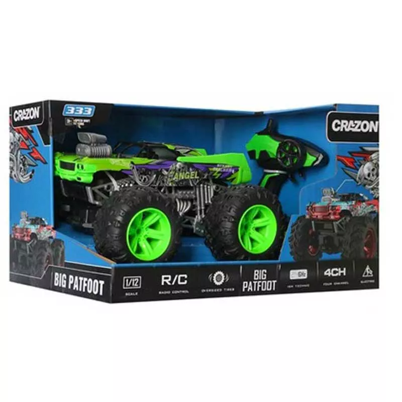 Speedy 4x4 buggy for off-road with remote control in green color, 1:12 scale