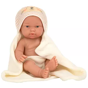 Sweet baby doll with a bath towel accessory - 26 cm