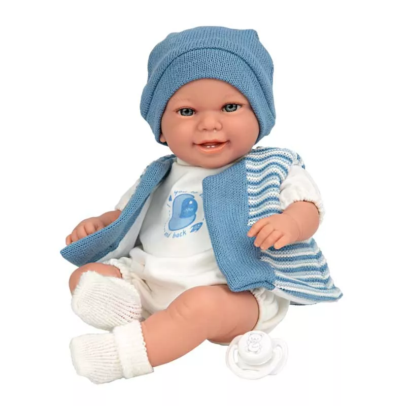 Laughing doll-baby Mateo in sea blue, actual weight - 35 cm