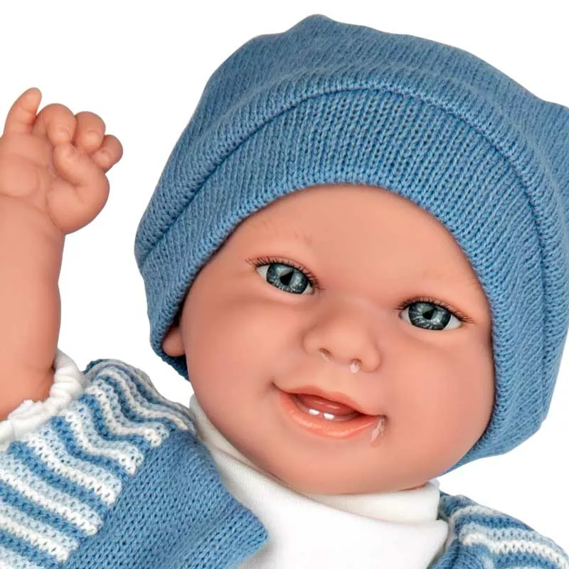 Laughing doll-baby Mateo in sea blue, actual weight - 35 cm