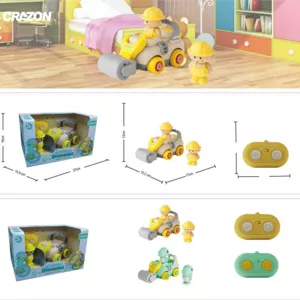 Construction trucks with sound effects and remote control, yellow