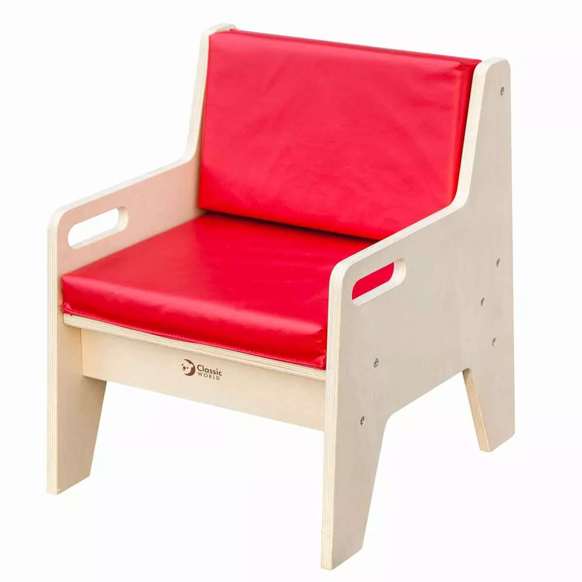 Upholstered child's chair with backrest