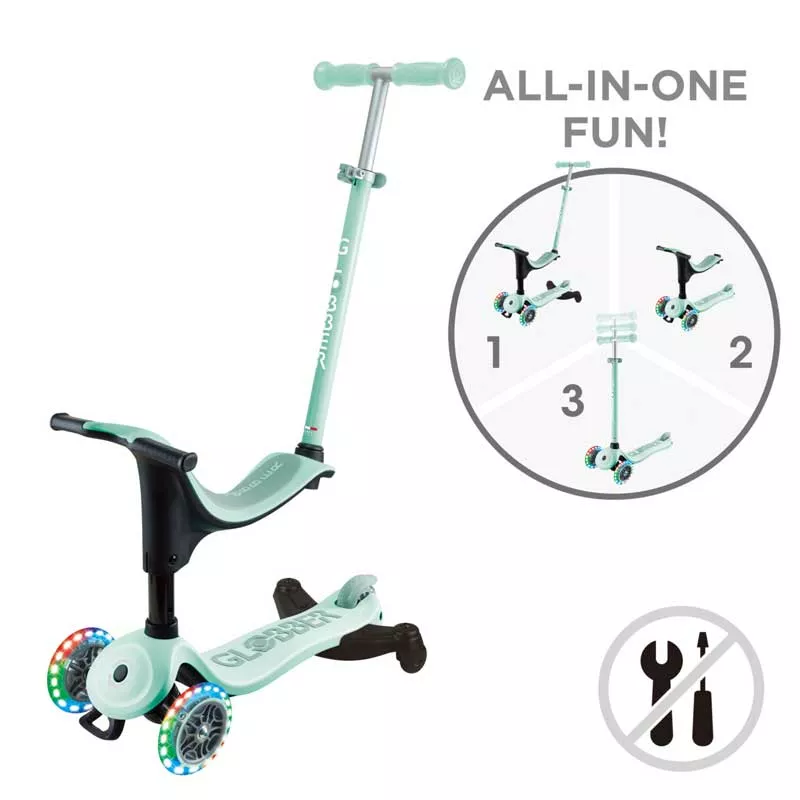 Scooter 4 in 1 GLOBBER GO UP SPORTY LIGHTS 360° - mint green