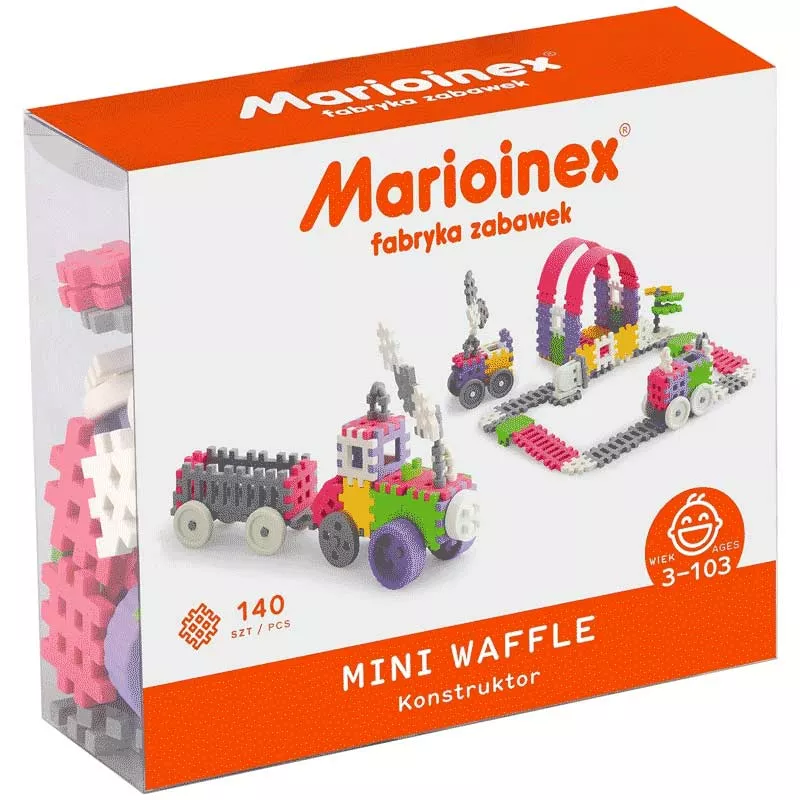 Waffle mini builder with 140 pieces, pink