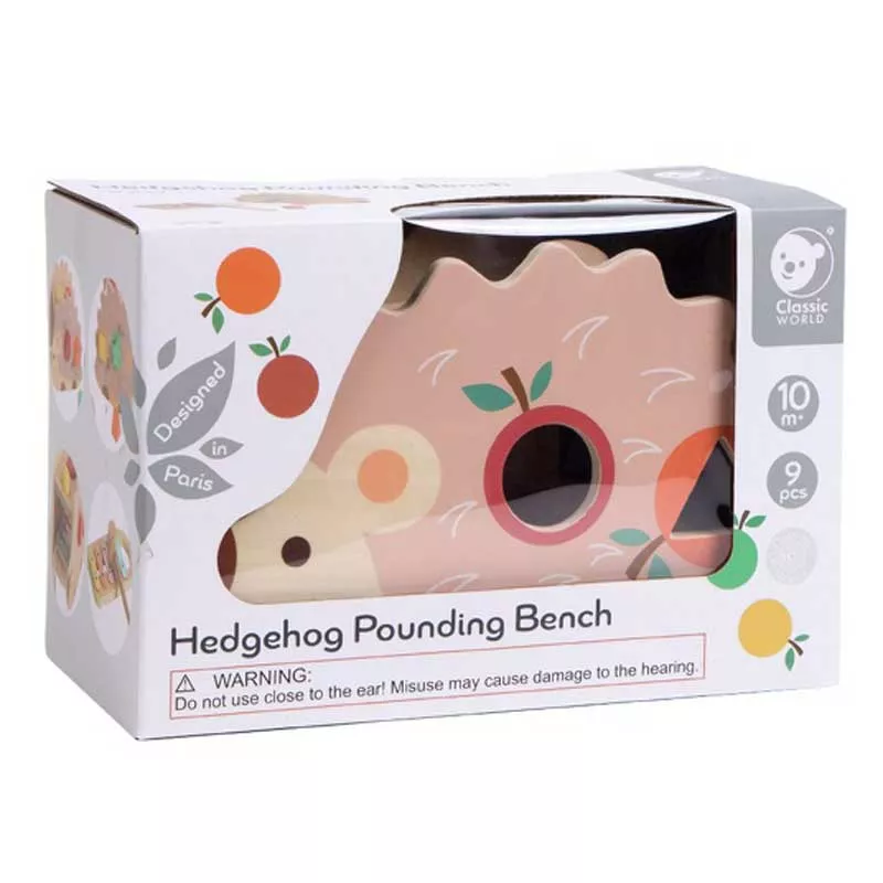 Funny wooden hedgehog - sorter with xylophone in pastel colors
