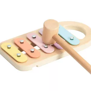 Funny wooden hedgehog - sorter with xylophone in pastel colors
