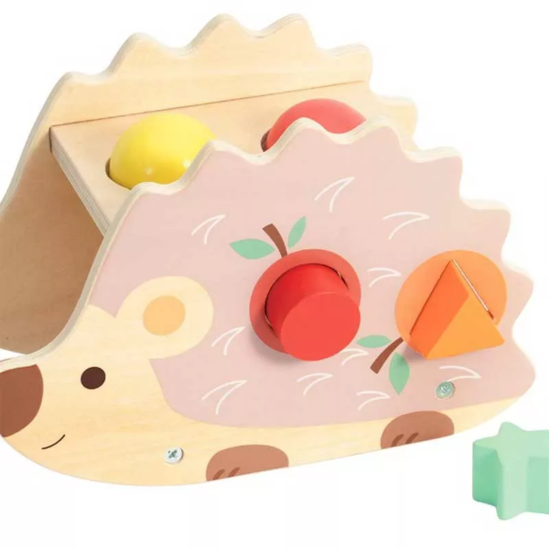 Funny wooden hedgehog - sorter with xylophone in pastel colors