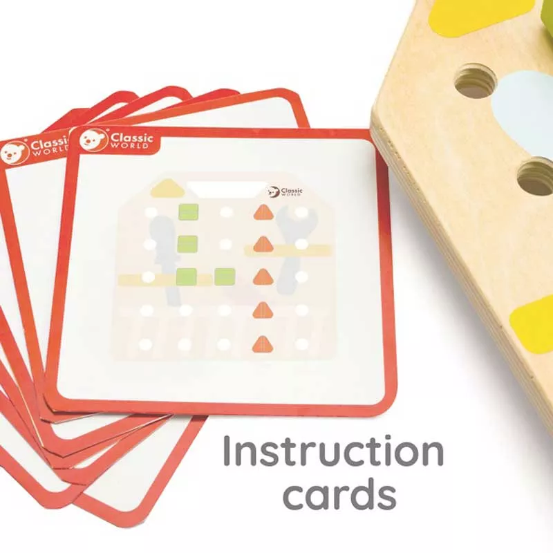 Fun wooden board for holding screws with accessories