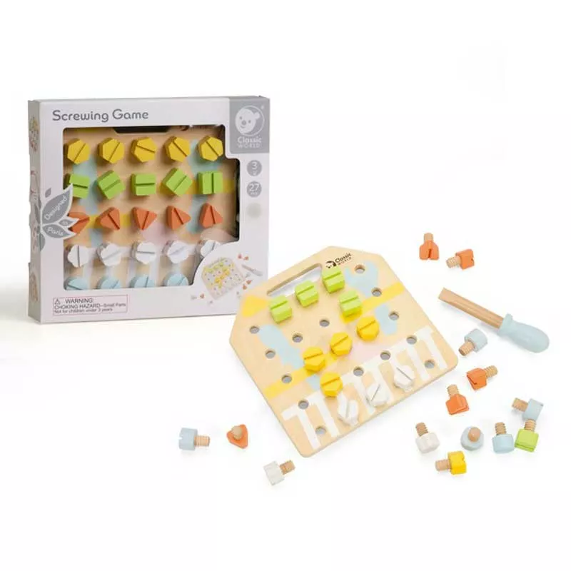 Fun wooden board for holding screws with accessories