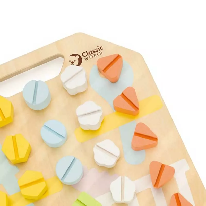 Fun wooden board for holding screws with accessories