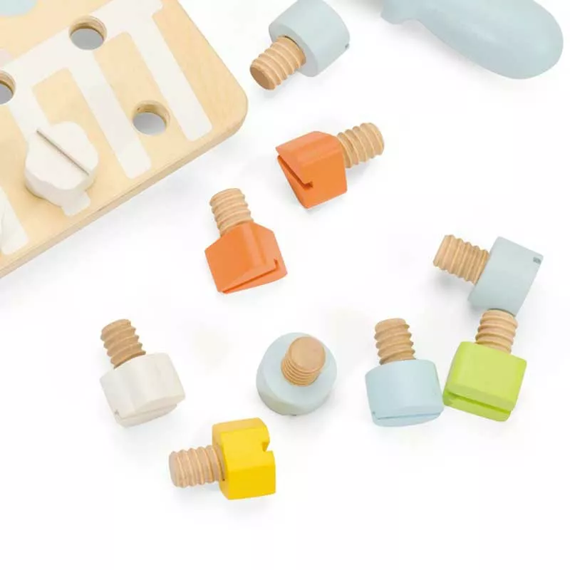Fun wooden board for holding screws with accessories
