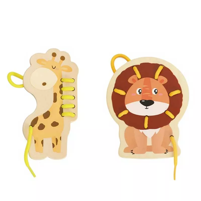 Fun children's game - stringing beads, African animals