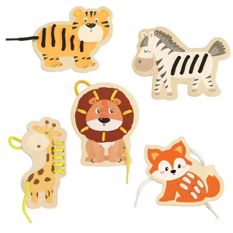 Fun children's game - stringing beads, African animals