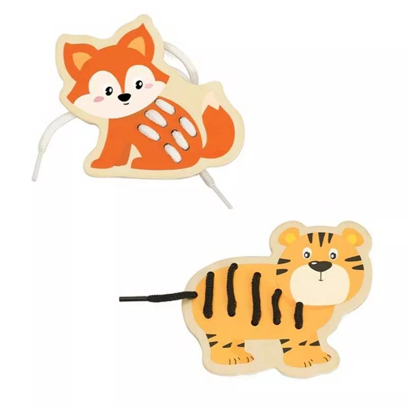 Fun children's game - stringing beads, African animals
