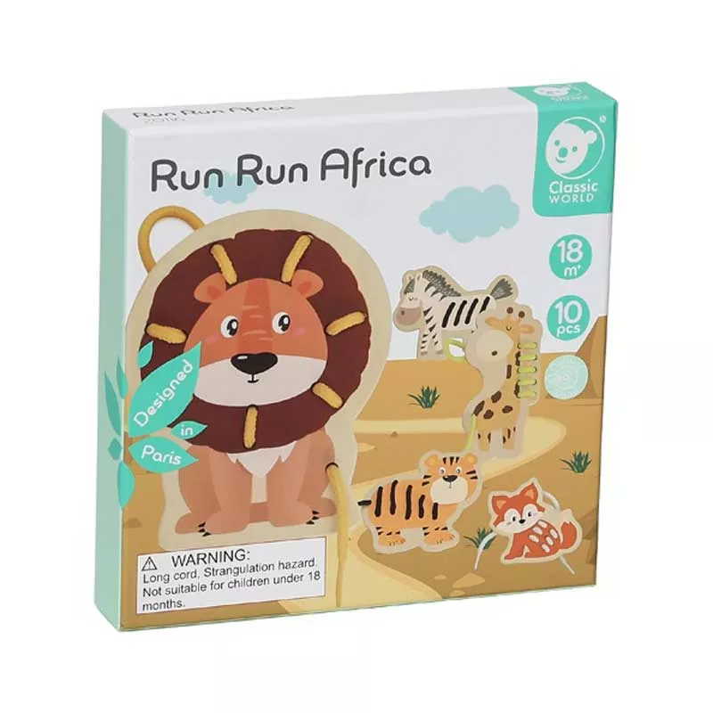 Fun children's game - stringing beads, African animals