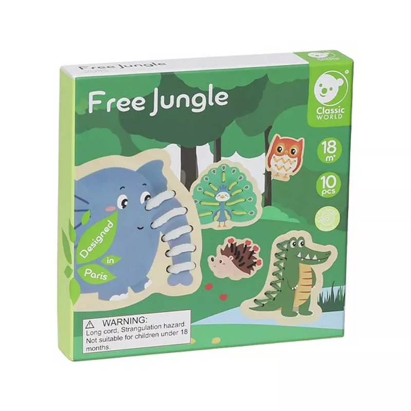 Fun children's game - stringing, Jungle animals