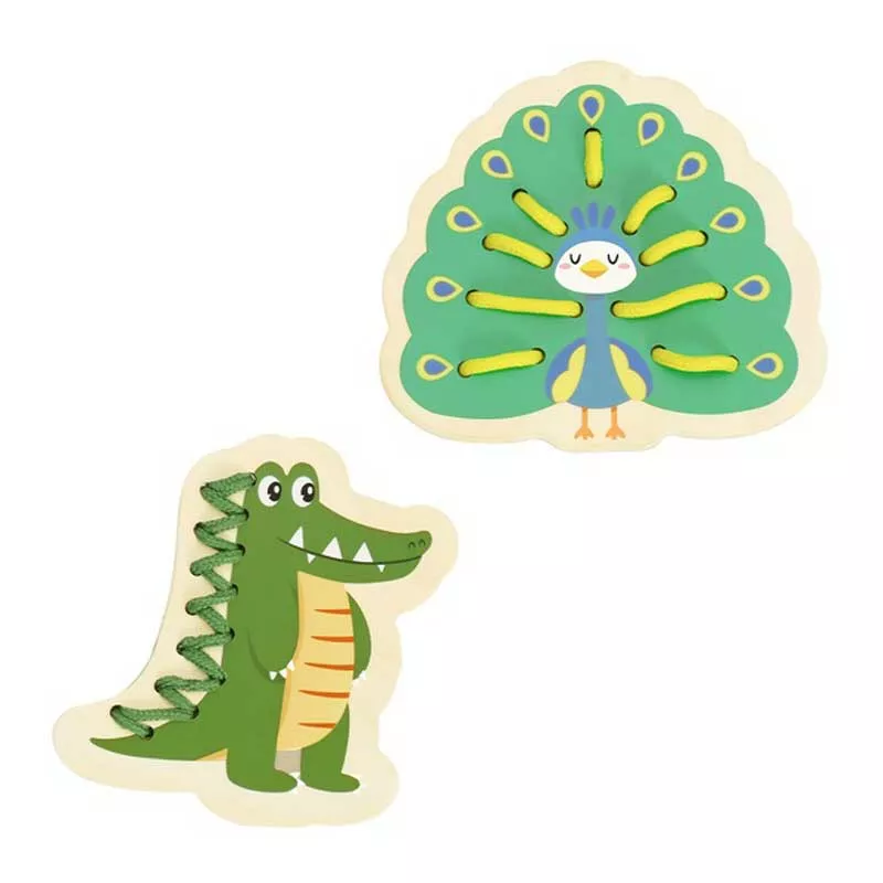 Fun children's game - stringing, Jungle animals