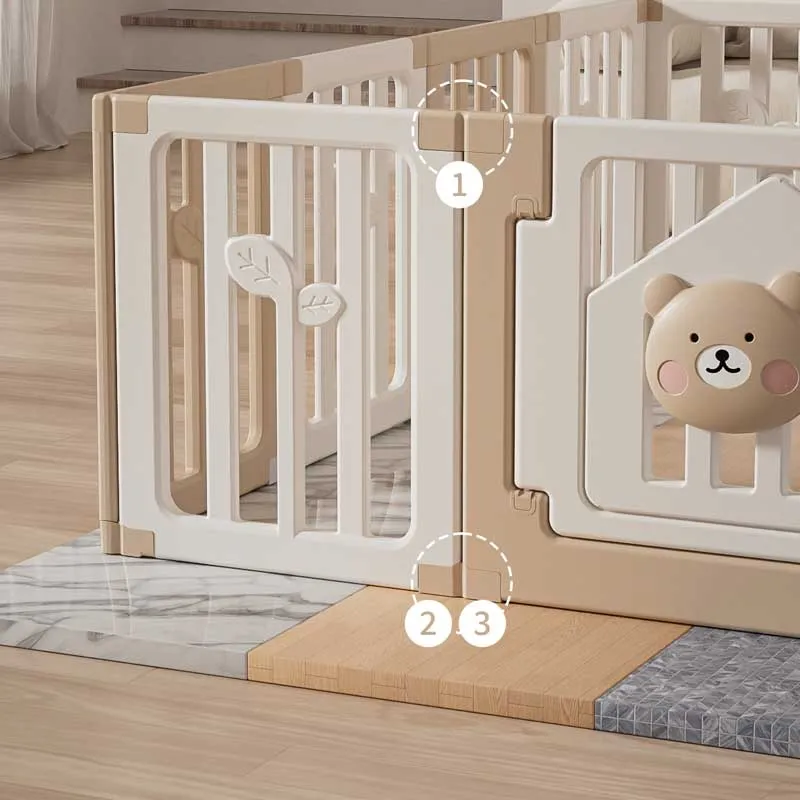 Бебешка ограда с баскетболен кош и табло с активности - Мечо